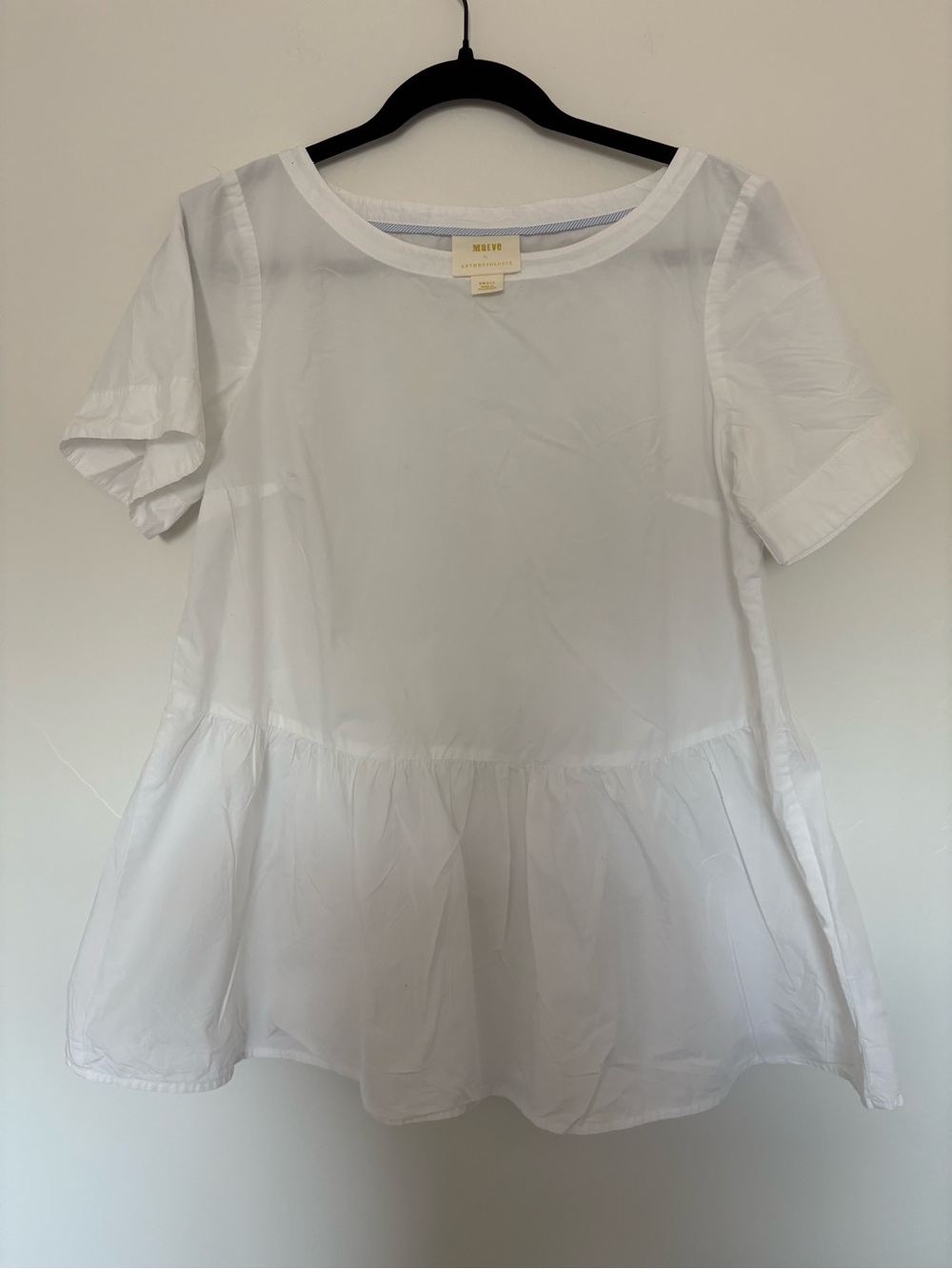Maeve by Anthropologie White Short-Sleeve Peplum Top short sleeve small